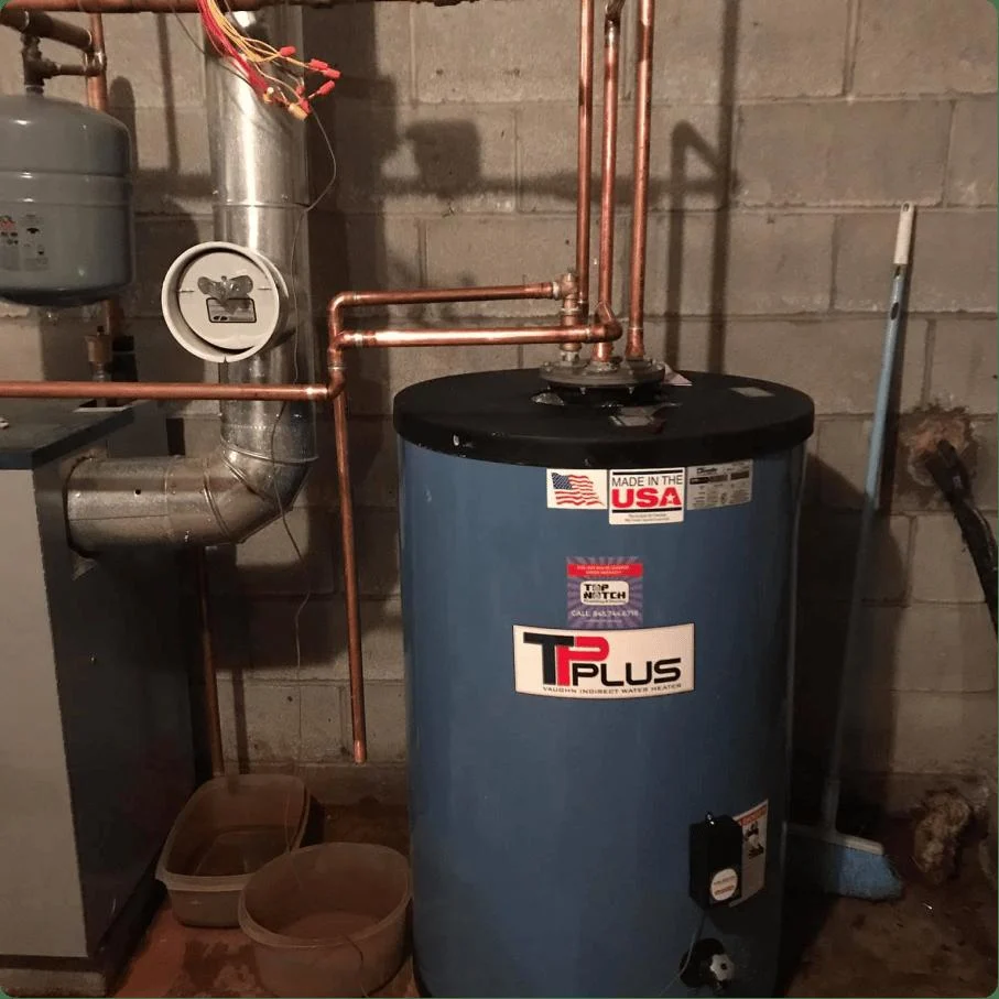 Boiler-system piping and indirect water heater