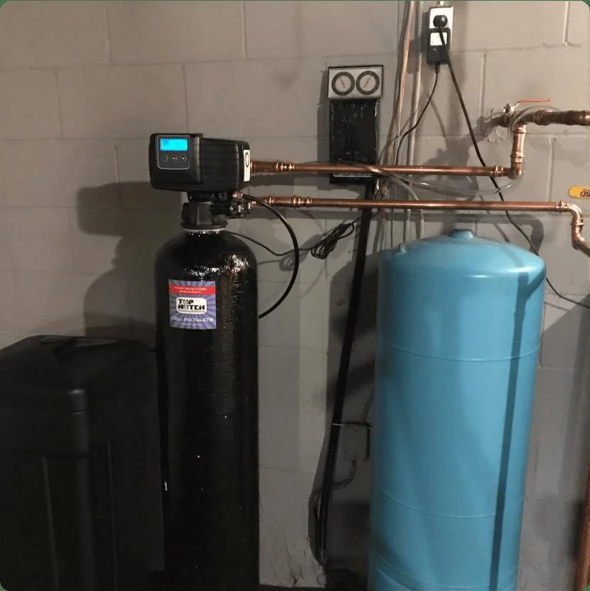 Whole-house water filtration equipment and plumbing connections